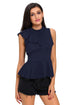 Sexy Royal Blue Asymmetric Ruffle Side Peplum Top